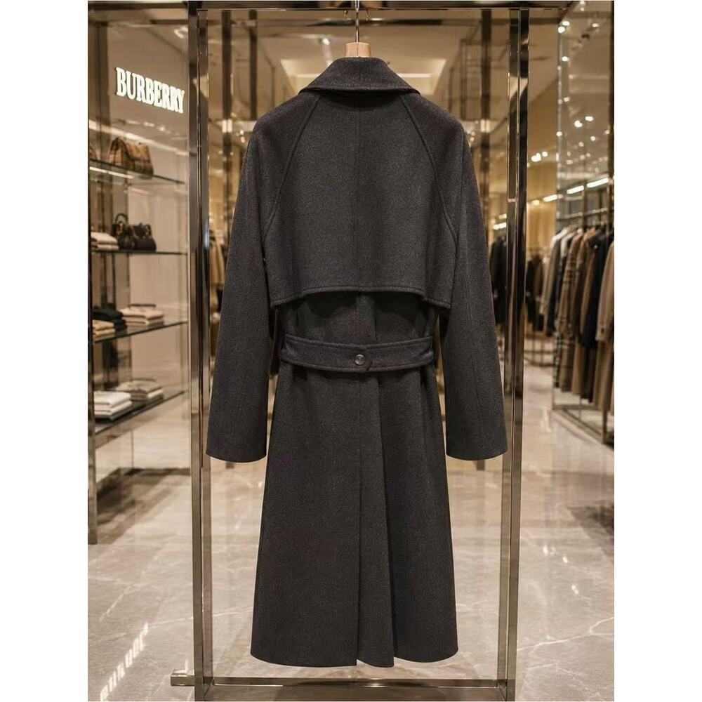 Burberry Charcoal Wool Cashmere Long Coat Size 8 - Picture 3 of 8